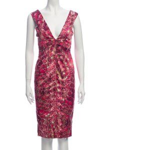 JUST CAVALLI Pink Flower Printed Midi Dress